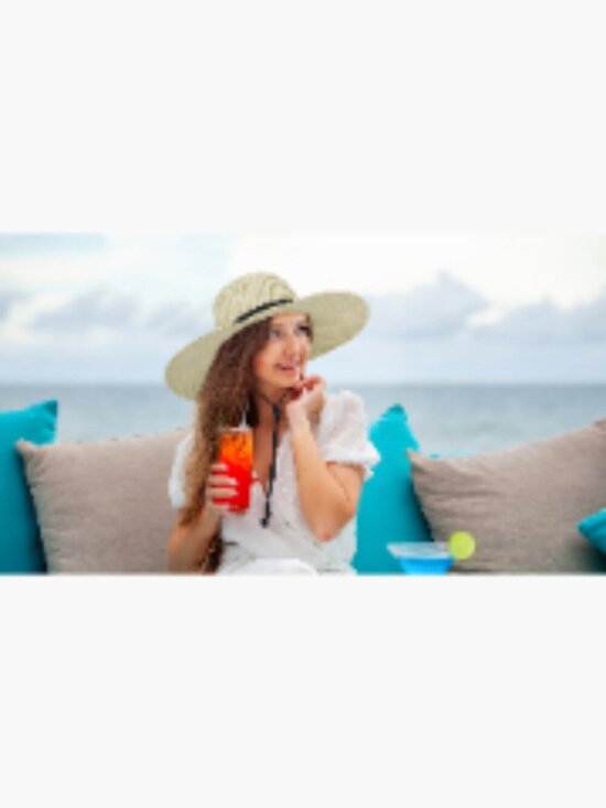 Foldable Wide Brim Straw Sun Hat with Chin Strap UPF 50+ main image 6